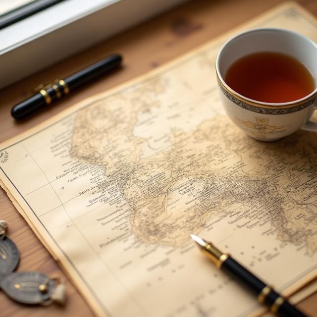 Planning session with desert map and compass