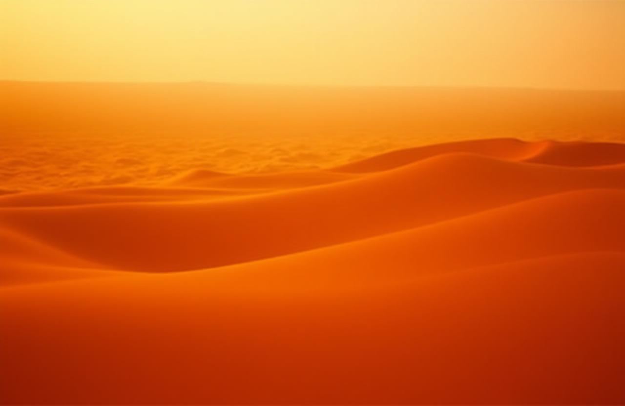 Vast golden sand dunes at sunset